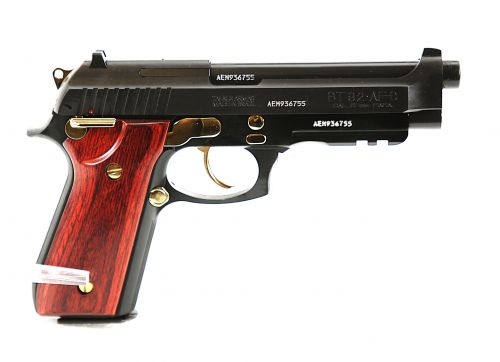 Taurus 92 Full Size DA/SA With Wood Grip 9mm Matte Black With Gold Accents Pistol