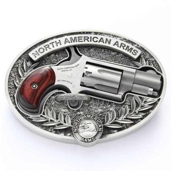 NAA Mini Revolver Stainless .22 LR 1.125" Barrel 5-Round with Oval Enclosed Belt Buckle