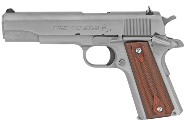 COLT FIREARMS 1911 GOVERNMENT STAINLESS .38 SUPER 5" BARREL 9-ROUNDS