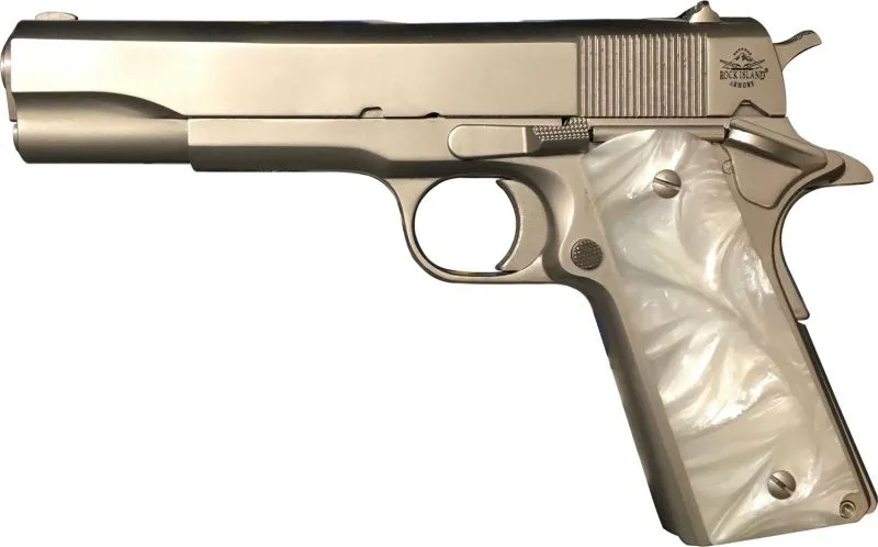 ROCK ISLAND ARMORY M1911-A1 GI NICKEL .45 ACP 5" BARREL 8-ROUNDS MOTHER OF PEARL GRIPS