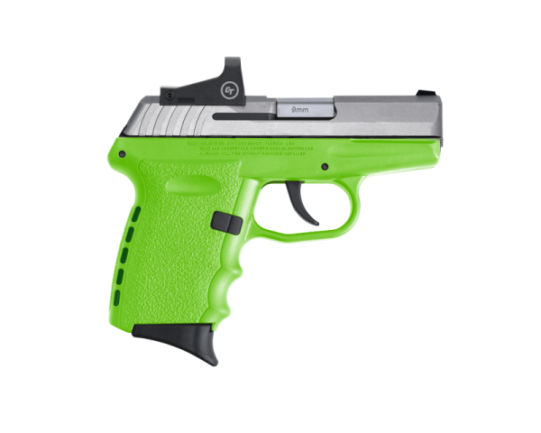 SCCY CPX-2 RD LIME GREEN / STAINLESS 9MM 3.1" BARREL 10-ROUNDS CTS-1500 REFLEX SIGHT