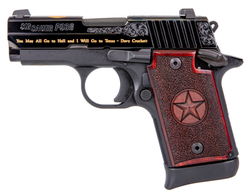SIG SAUER P938 TEXAS ENGRAVED BLACK GOLD 9MM 3" BARREL 7-ROUNDS