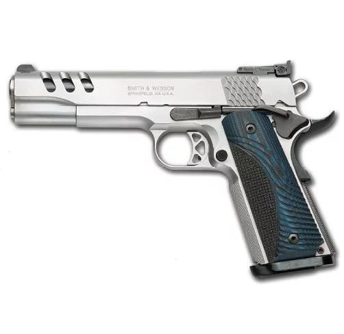 SMITH AND WESSON 1911 PERFORMANCE CENTER STAINLESS .45 ACP 5-INCH 8RDS G10 GRIPS GLASS BEAD