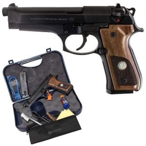 BERETTA 92FS TRIDENT BLACK 9MM 4.9-INCH 10RD LIMITED EDITION WITH WOOD GRIP AND TRIDENT MEDALLION