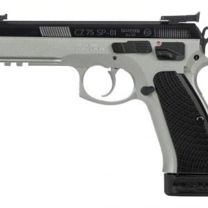 CZ 75 SP-01 SHADOW DUAL-TONE 9MM 4.61-INCH 18RDS SILVER FIBER OPTIC FRONT / ADJUSTABLE REAR SIGHTS