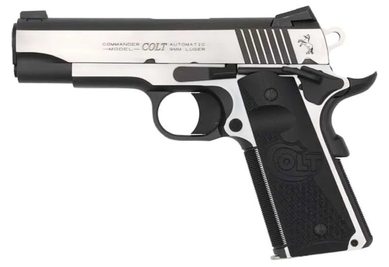 COLT FIREARMS COMBAT ELITE 1911 COMMANDER STAINLESS / BLACK 9MM 4.25-INCH 9RDS