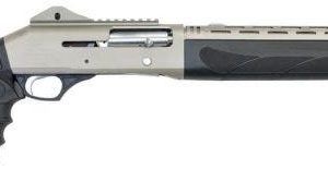 Dickinson Commando Black Synthetic Stock Silver Marinecote Receiver Pump 12 Gauge 18.5 Inch Barrel 3 Inch Chamber