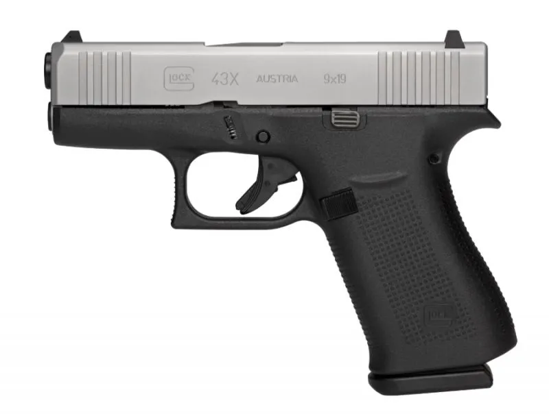 GLOCK 43X SUB-COMPACT 9MM 3.4-INCH BARREL 10 RDS FIXED SIGHTS SILVER