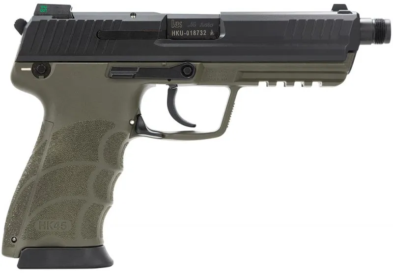 HECKLER AND KOCH HK45 TACTICAL V1 LEA PISTOL .45ACP, NS, DA/SA, 3 MAGS, 10RD, GREEN