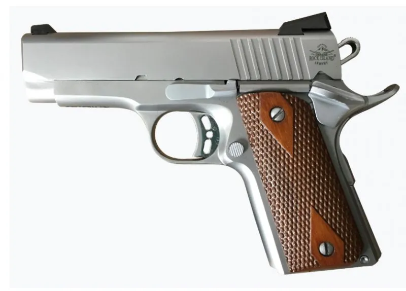 ROCK ISLAND ARMORY M1911 ECS 45ACP 3.6" 7 ROUND STAINLESS WOOD GRIPS