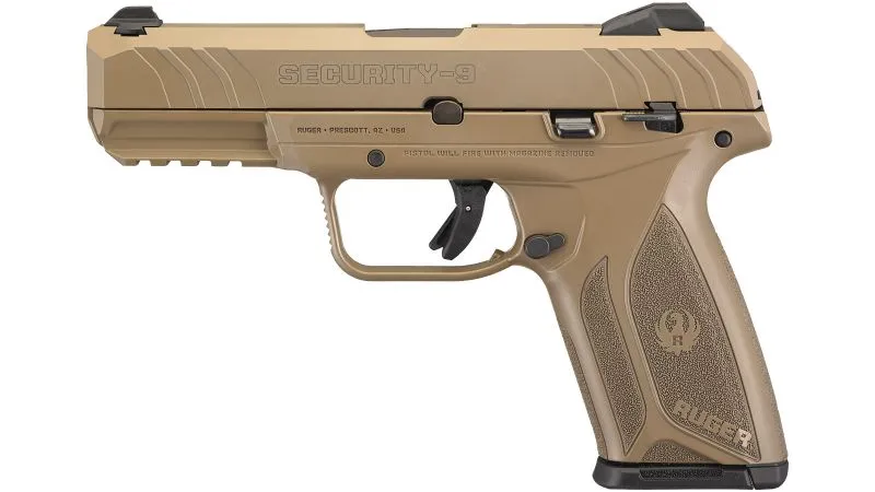 RUGER SECURITY-9 PISTOL COYOTE BROWN 9MM 4" 15 RD ADJUSTABLE SIGHTS