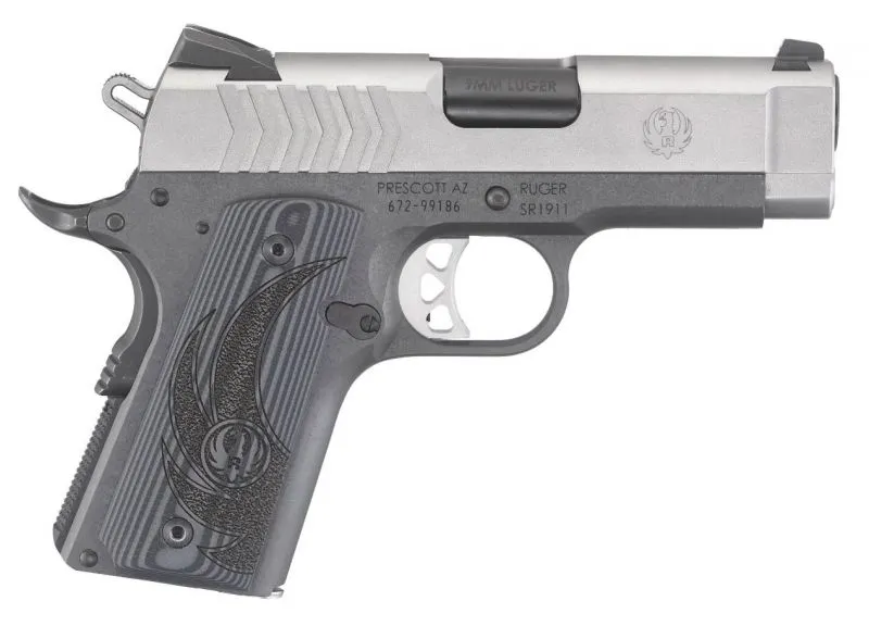 RUGER SR1911 LIGHTWEIGHT OFFICER STAINLESS 9MM 3.6-INCH 8RDS NOVAK 3-DOT ADJ RS/FIXED FS SIGHTS