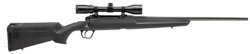 SAVAGE AXIS G2 350LEG BL/SYN 18-INCH PKG 3-9X40 WEAVER KASPA SCOPE 4RDS