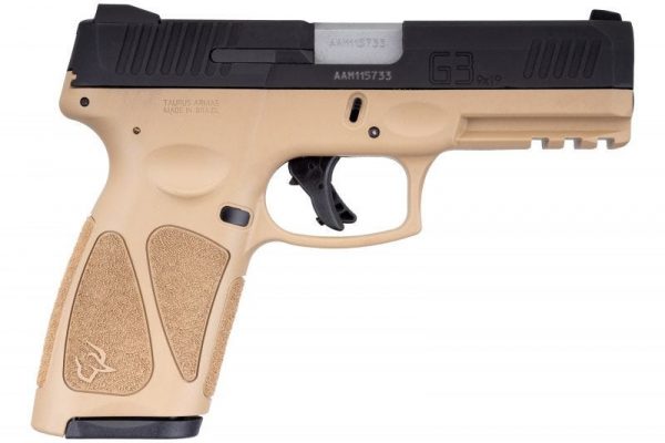 TAURUS G3 TAN / BLACK 9MM 4" BARREL 15-ROUNDS ADJUSTABLE REAR SIGHT