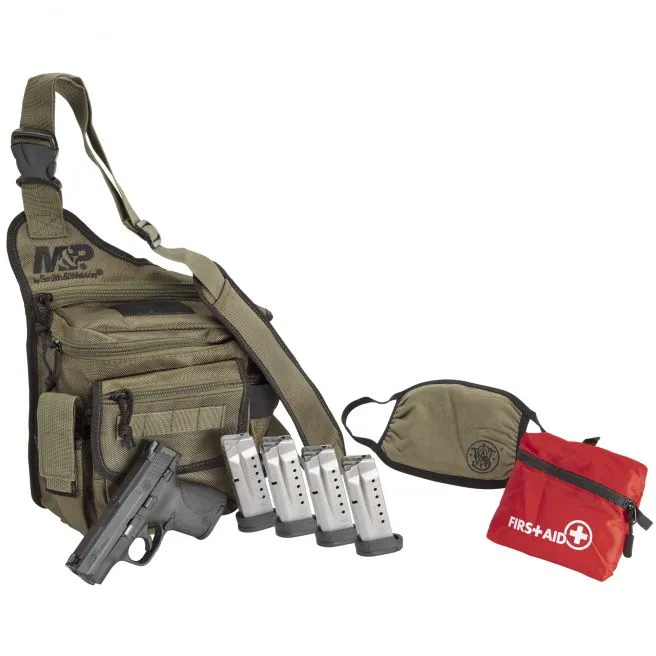SMITH AND WESSON M&P9 SHIELD 9MM 3.1" BARREL 8-ROUNDS BUG OUT BAG BUNDLE