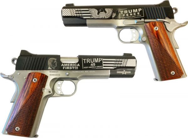 KIMBER CUSTOM II TWO TONE BLACK/ STAINLESS 45ACP 5 INCH 7 RD TRUMP / PENCE GRABAGUN EXCLUSIVE