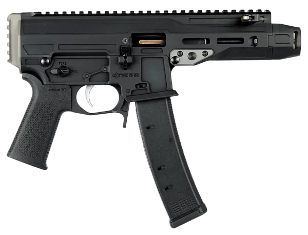 F1 Firearms 9mm Pistol with 5.8-Inch Barrel, Black Finish, Cap Compensator, Picatinny Rail, and 35-Round Magazine