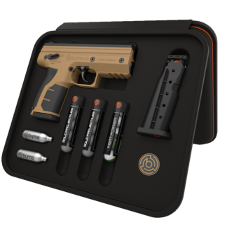 Byrna Technologies HD Kinetic Kit Desert Tan 5-Rounds with Laser Pointers, Flashlights, Holsters Non-Lethal