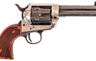 Cimarron Firearms Frontier Pre-War 1896-1940 Laser Engraved Revolver Silver .45 LC 4.75-inch 6Rds
