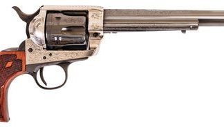 Cimarron Frontier Silver Frame Laser Engraved Revolver Old Silver .45 LC 7.5 inch