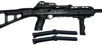 Hi-Point Carbine Semi Auto Rifle 9mm 16.5 Inch 20 Rd Forward Grip Skeletonized Stock Black
