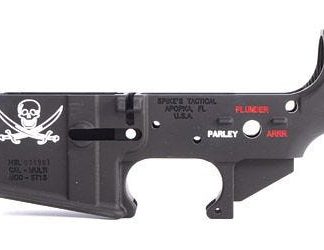 Spikes Tactical AR-15 Forged Stripped Lower Receiver Multi Caliber Forged Pirate Color Filled Aluminum Black
