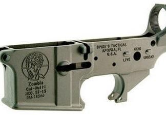 Spikes Tactical AR15 Stripped Lower Receiver W/Zombie Logo & Bullet Markings Black