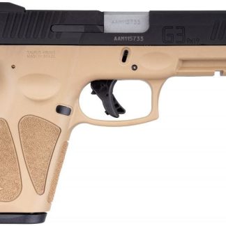 TAURUS G3 TAN / BLACK 9MM 4" BARREL 15-ROUNDS ADJUSTABLE REAR SIGHT